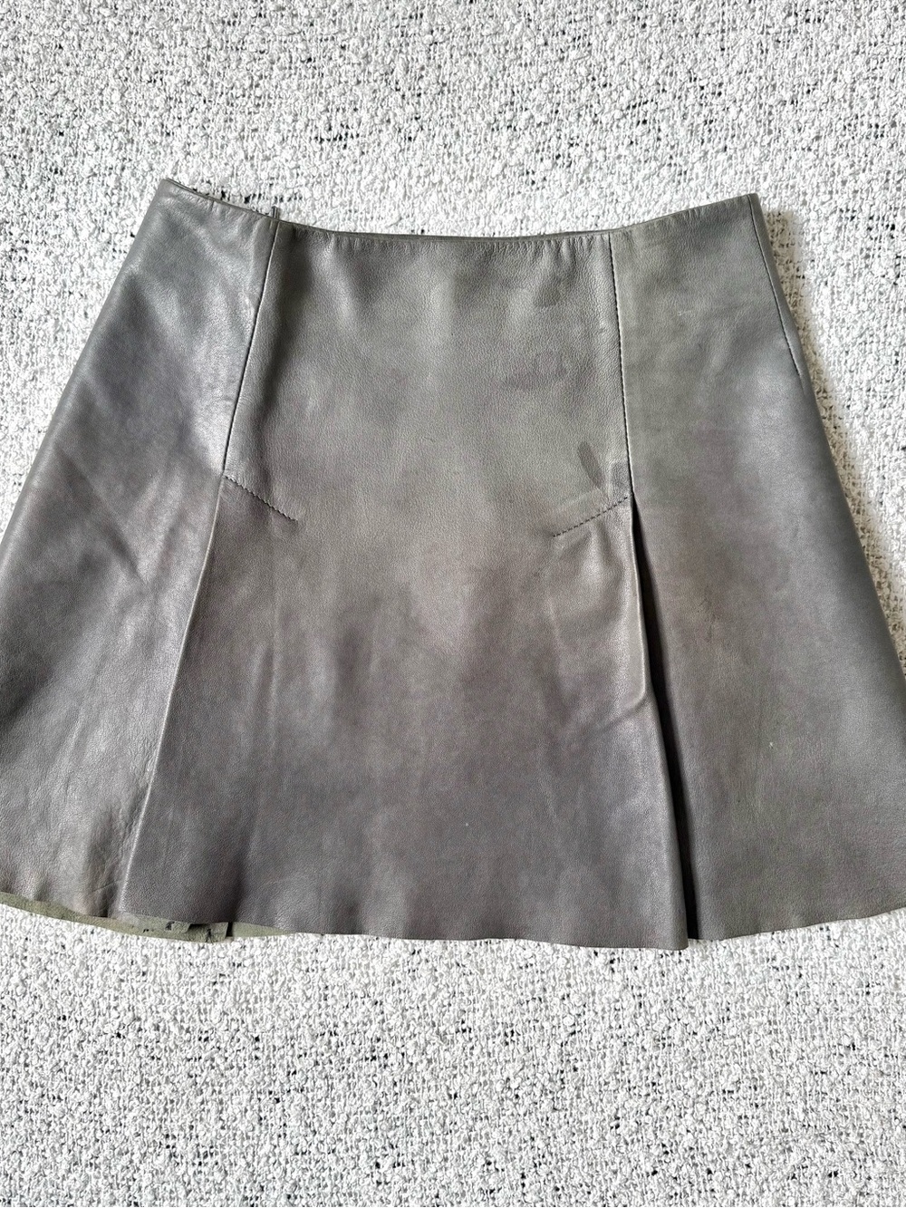 AllSaints Gray Lamb Leather A-Line Mini Skirt Size 4US